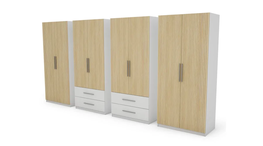 Szafa 400x220 cm biel dąb gaja lamele – Luvano | eMeblast