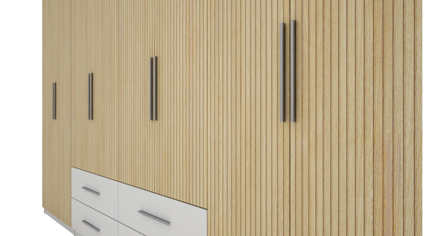 Szafa 400x220 cm biel dąb gaja lamele – Luvano | eMeblast