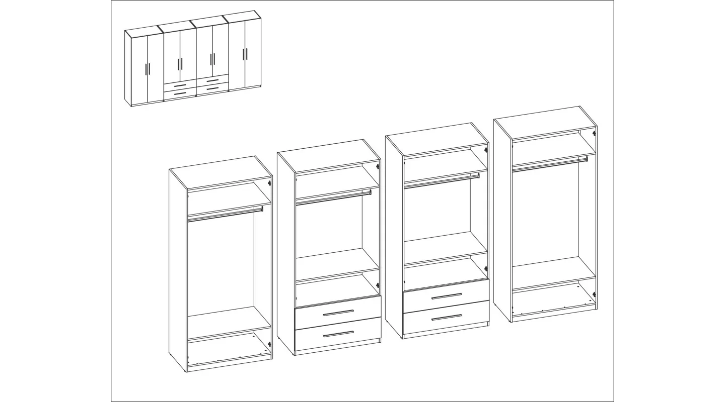 Szafa 400x220 cm biel dąb gaja lamele lustro – Luvano | eMeblast