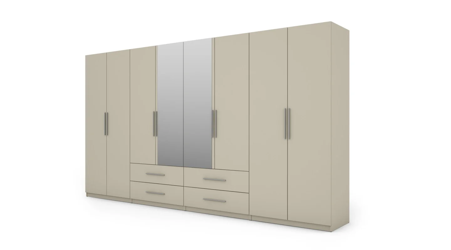 Szafa 400x220 cm kaszmirowy beż lustro – Luvano | eMeblast
