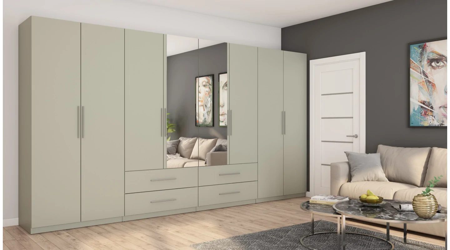 Szafa 400x220 cm kaszmirowy beż lustro – Luvano | eMeblast