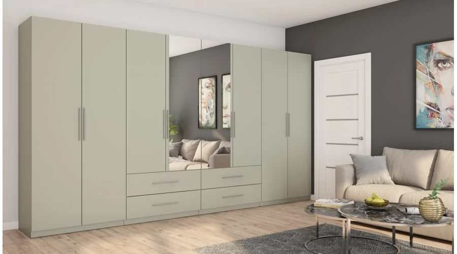 Szafa 400x220 cm kaszmirowy beż lustro – Luvano | eMeblast