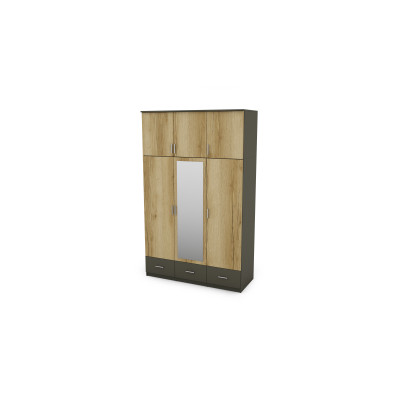Szafa 150x242 cm z lustrem grafit dąb grand naturalny – Vento