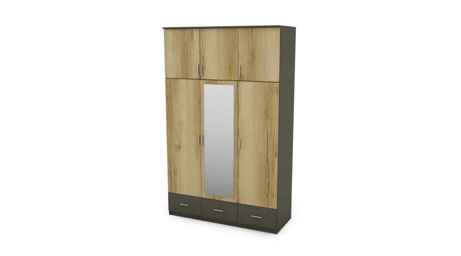 Szafa 150x242 cm grafit dąb grand naturalny lustro – Vento | eMeblast Szafa 150x242 cm grafit dąb grand naturalny lustro – Vento | eMeblast
