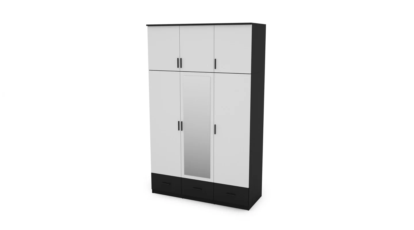 Szafa 150x242 cm czarny biel lustro – Vento | eMeblast