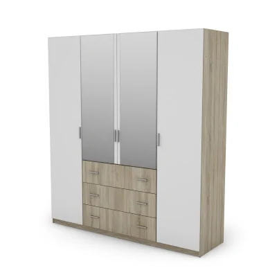 Szafa 200x220 cm sonoma jasna biel lustro – Calen | eMeblast