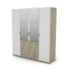 Szafa 200x220 cm z lustrem sonoma jasna biel – Calen
