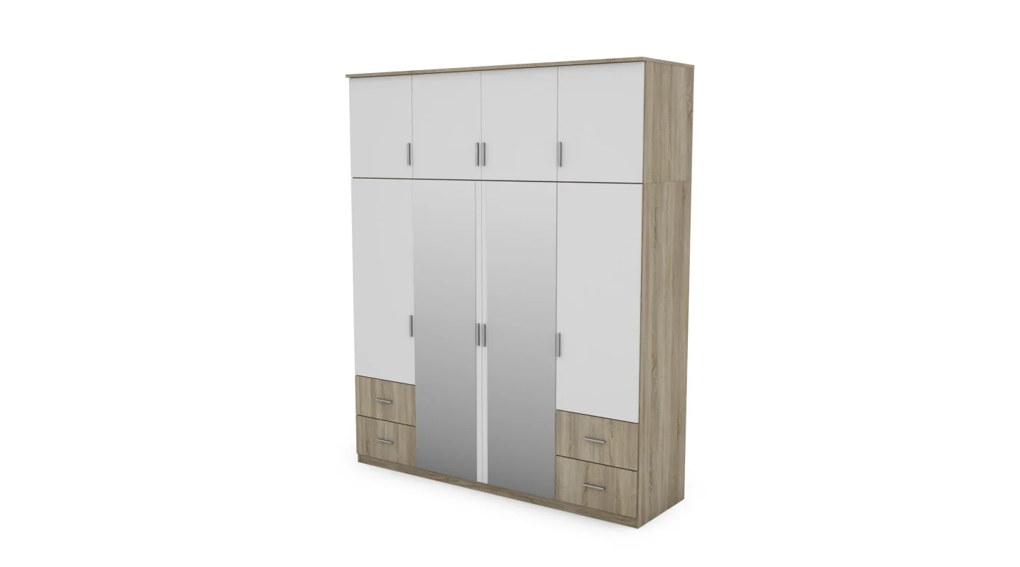 Szafa 200x242 cm sonoma jasna biel lustro – Arden | eMeblast