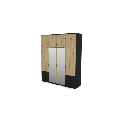 Szafa 200x242 cm z lustrem czarny dąb artisan – Arden
