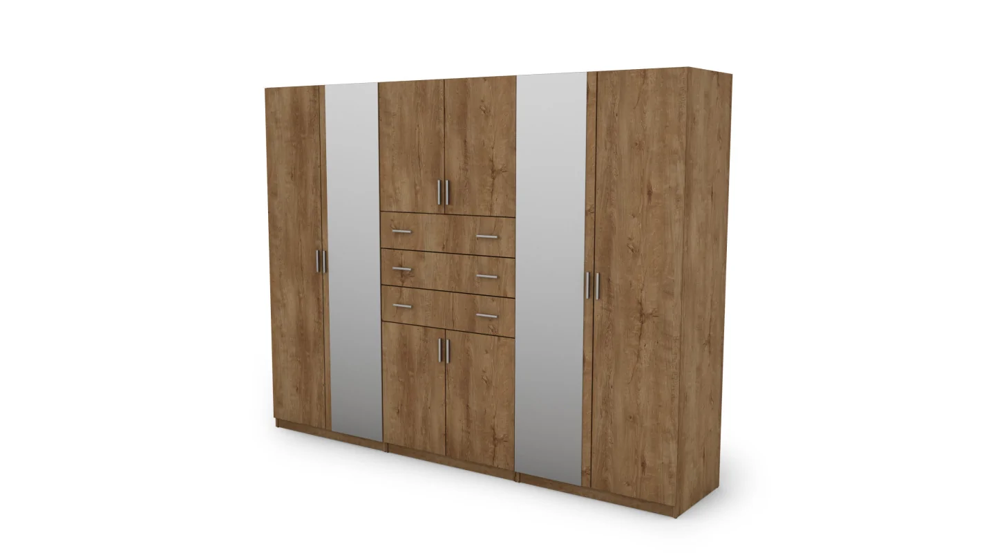 Szafa 225x210 cm dąb lefkas lustro – Norel | eMeblast Szafa 225x210 cm dąb lefkas lustro – Norel | eMeblast