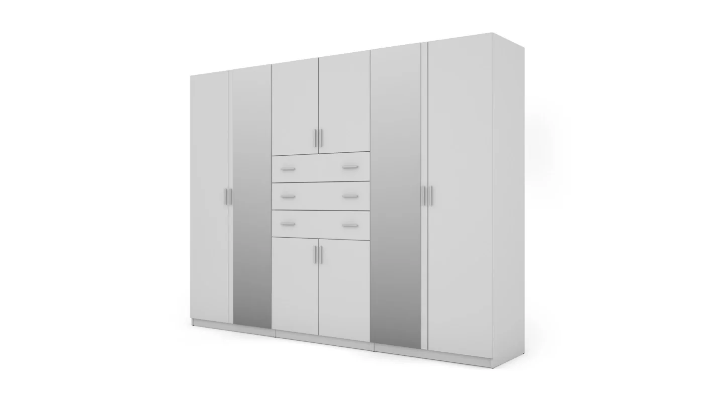 Szafa 225x210 cm biała lustro – Norel | eMeblast