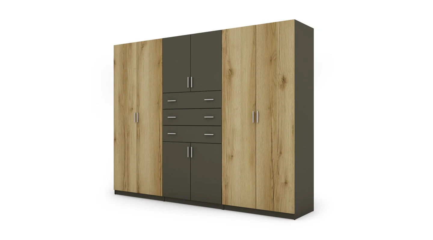 Szafa 225x210 cm grafit dąb grand naturalny – Norel | eMeblast