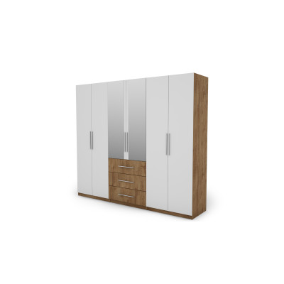 Szafa 250x220 cm z lustrem dąb lefkas biel – Zerion