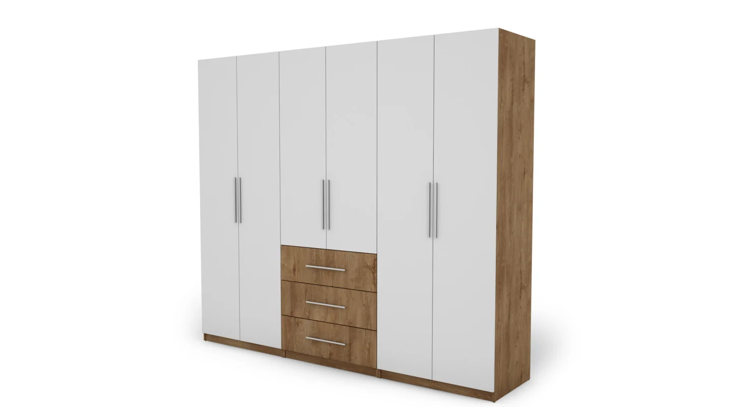Szafa 250x220 cm dąb lefkas biel – Zerion | eMeblast
