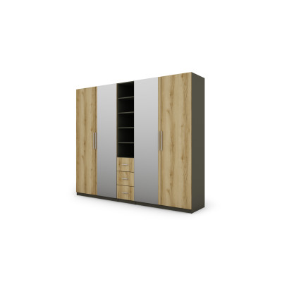 Szafa 260x220 cm z lustrem grafit dąb grand naturalny – Orvian