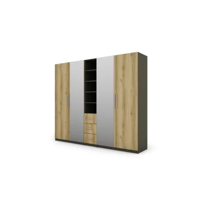 Szafa 260x220 cm grafit dąb grand naturalny lustro – Orvian | eMeblast