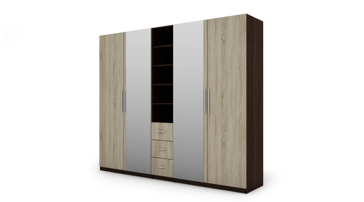Szafa 260x220 cm sonoma ciemna jasna lustro – Orvian | eMeblast