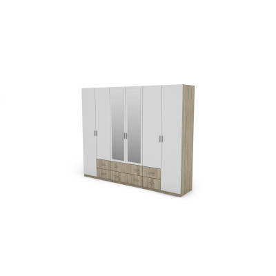 Szafa 270x220 cm z lustrem sonoma jasna biel – Dorsen