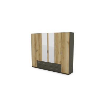 Szafa 270x220 cm z lustrem grafit dąb grand naturalny – Dorsen