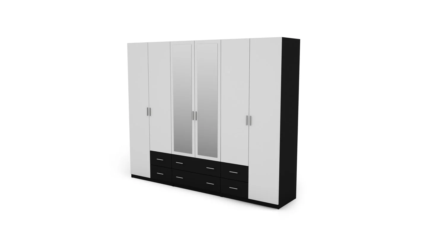 Szafa 270x220 cm czarny biel lustro – Dorsen | eMeblast