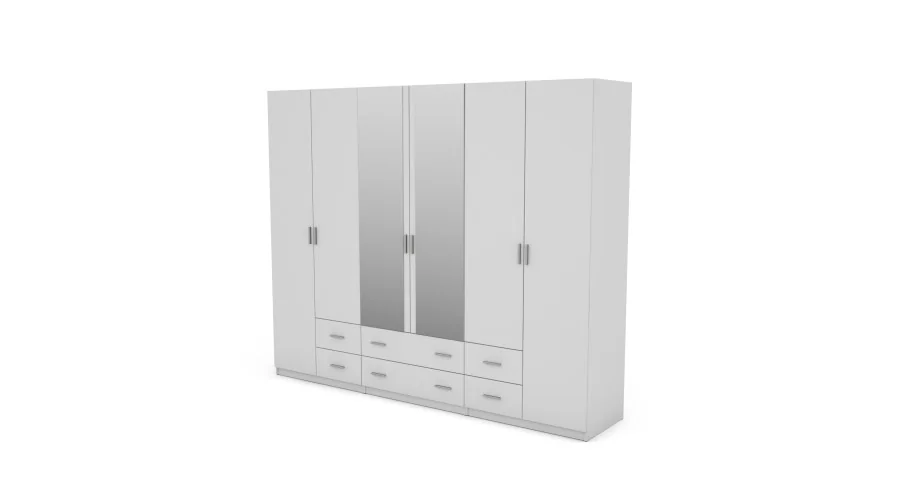 Szafa 270x220 cm biała lustro – Dorsen | eMeblast Szafa 270x220 cm biała lustro – Dorsen | eMeblast
