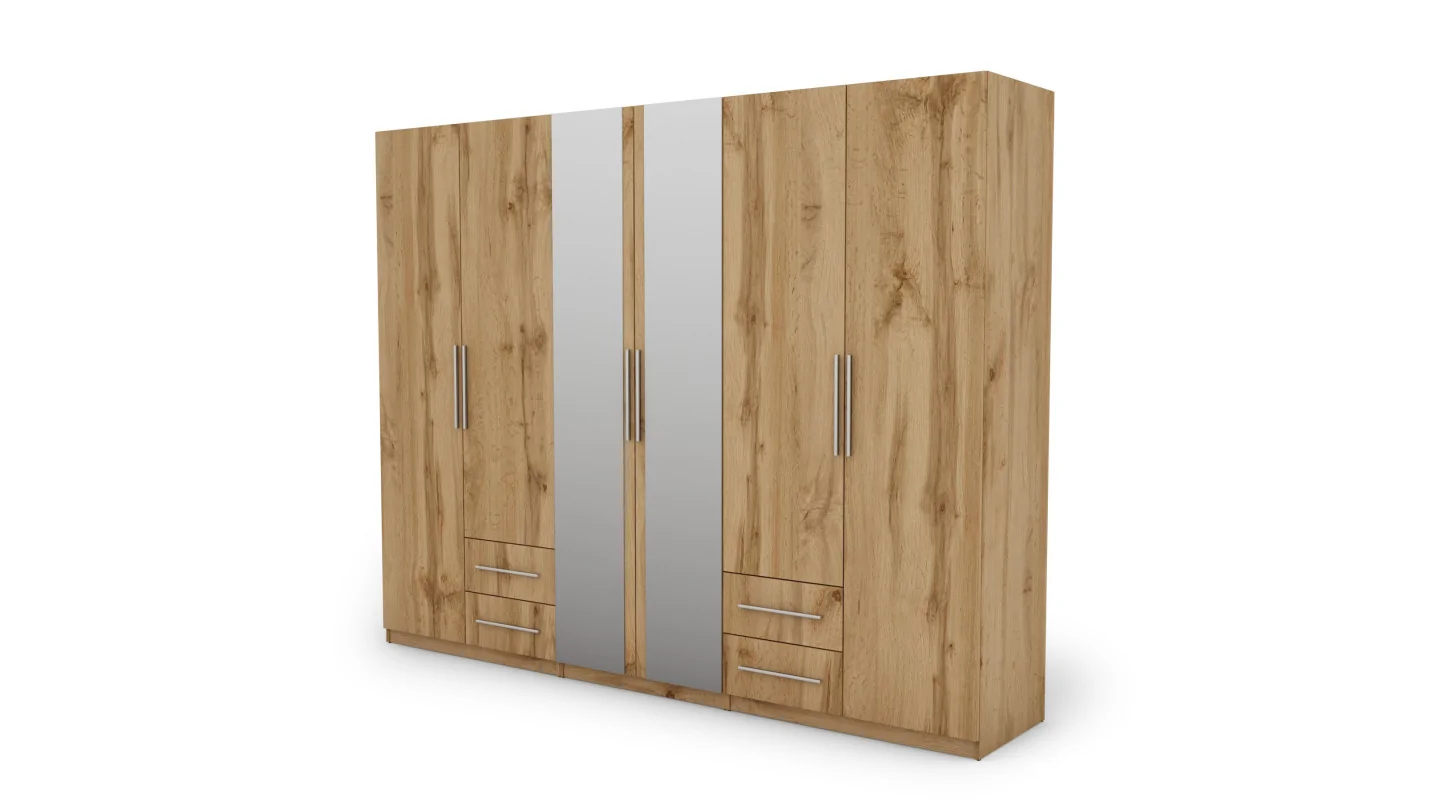 Szafa 280x220 cm dąb wotan lustro – Hedron | eMeblast