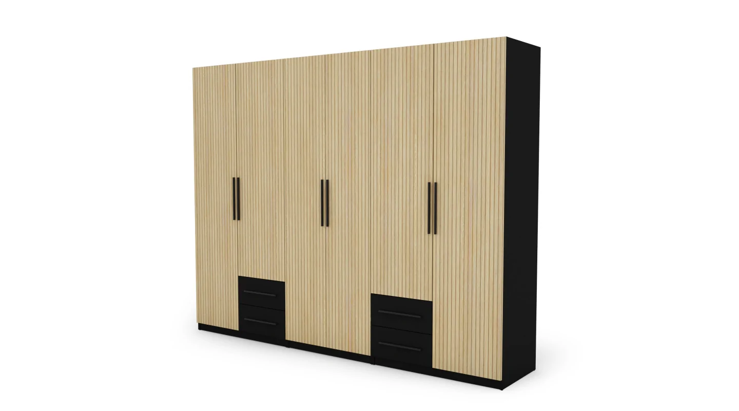 Szafa 280x220 cm czarny dąb gaja lamele – Hedron | eMeblast