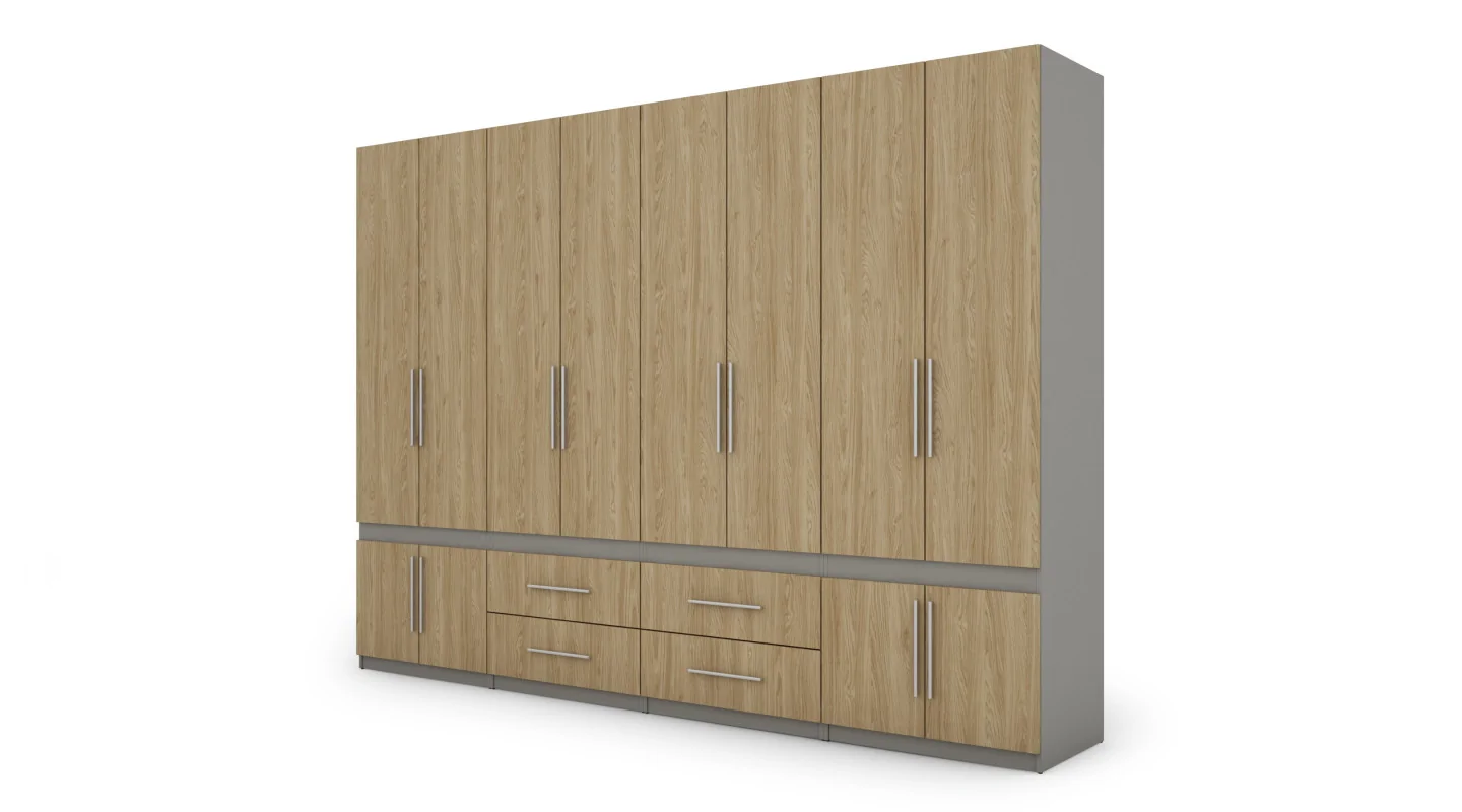 Szafa 320x230 cm szary platynowy dąb olejowany – Accessa | eMeblast