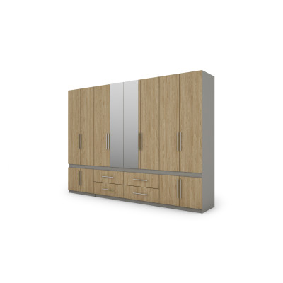 Szafa 320x230 cm z lustrem szary platynowy dąb olejowany – Accessa