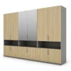 Szafa 330x230 cm z lustrem szary platynowy dąb gaja lamele – Expono