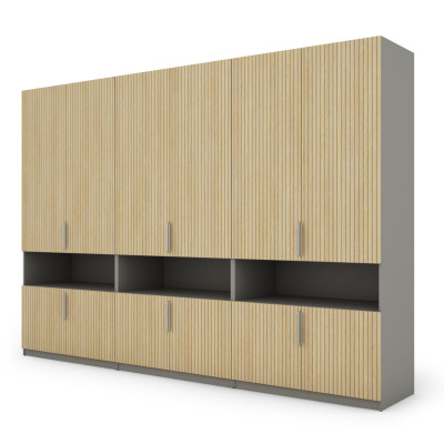 Szafa 330x230 cm szary platynowy dąb gaja lamele – Expono