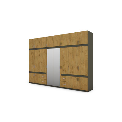 Szafa 340x240 cm z lustrem grafit dąb lancelot – Maxora