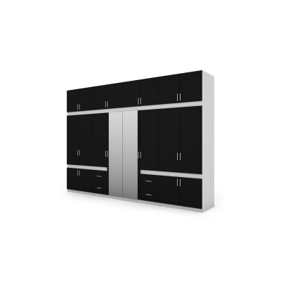 Szafa 340x240 cm z lustrem biel czarny – Maxora