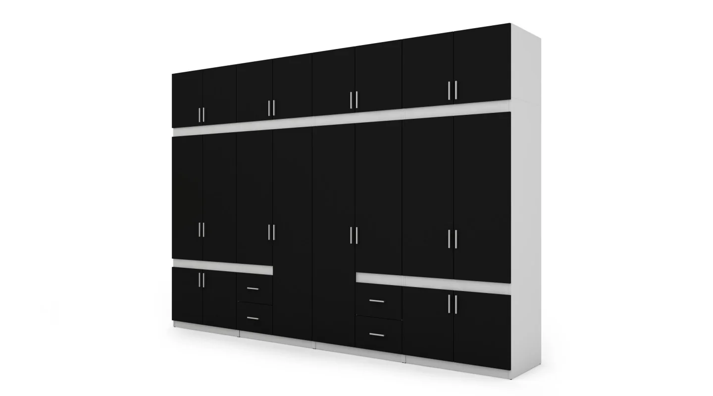 Szafa 340x240 cm biało czarna – Maxora | eMeblast