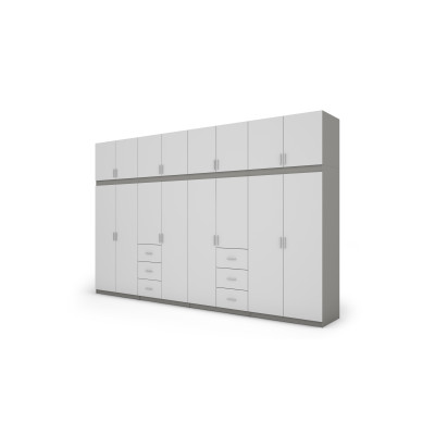 Szafa 380x240 cm szary platynowy biel – Melvio