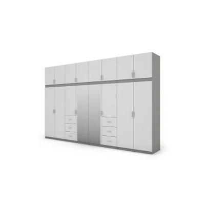 Szafa 380x240 cm szary platynowy biel lustro – Melvio | eMeblast