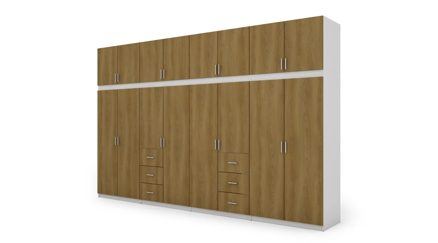Szafa 380x240 cm biel dąb karmel – Melvio | eMeblast