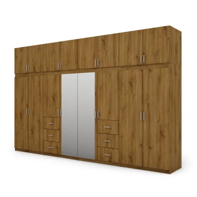 Szafa 380x240 cm dąb carpenter whisky lustro – Melvio | eMeblast