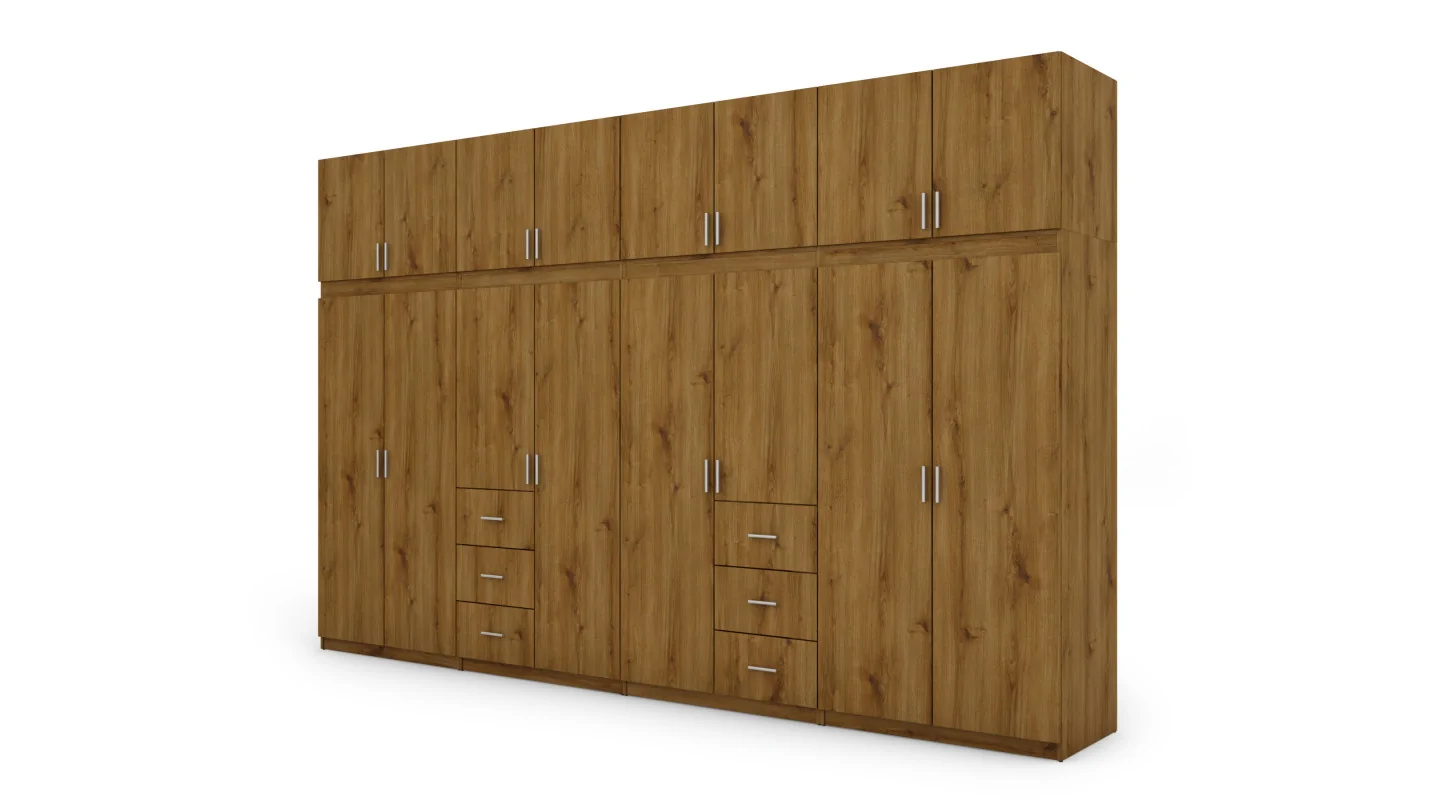 Szafa 380x240 cm dąb carpenter whisky – Melvio | eMeblast Szafa 380x240 cm dąb carpenter whisky – Melvio | eMeblast