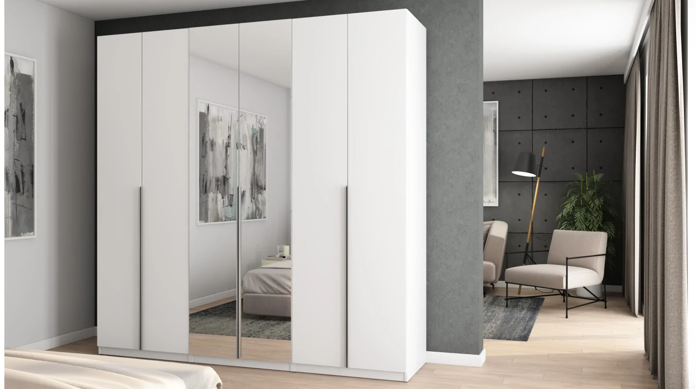 Szafa 240x240 cm biała lustro – Vantor | eMeblast