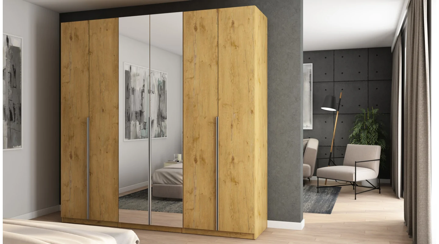 Szafa 240x240 cm dąb lancelot lustro – Vantor | eMeblast