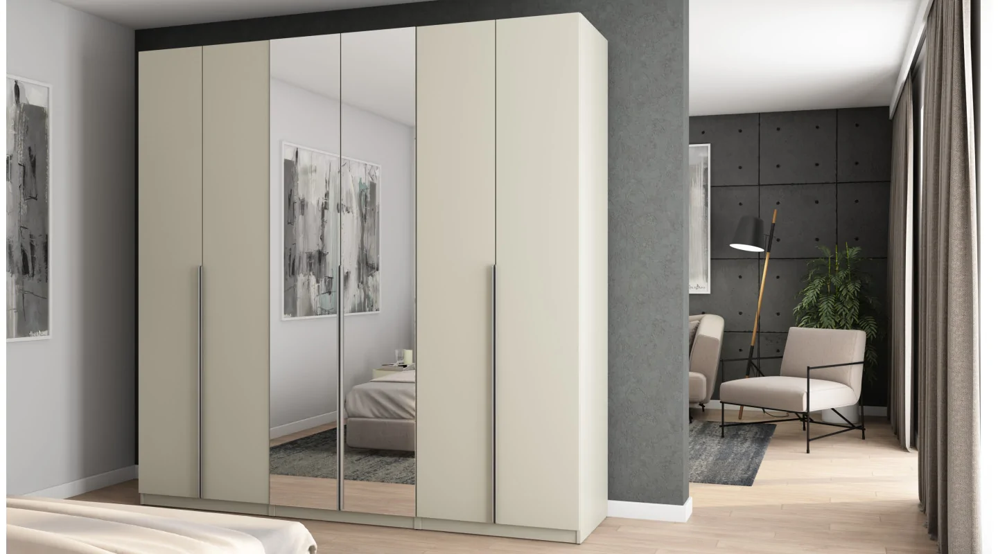 Szafa 240x240 cm kaszmirowy beż lustro – Vantor | eMeblast