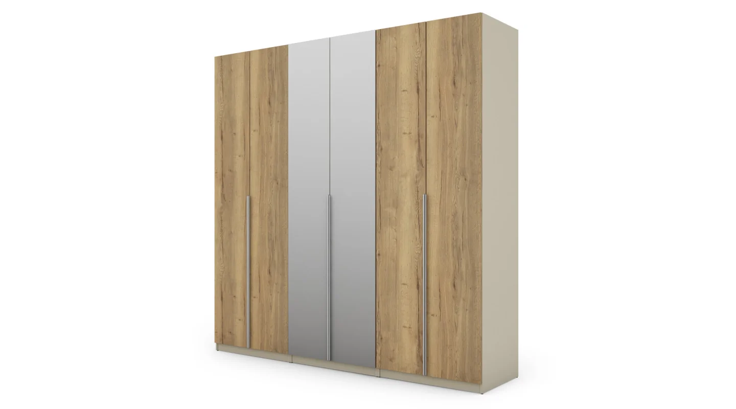 Szafa 240x240 cm kaszmirowy beż dąb halifax lustro – Vantor | eMeblast Szafa 240x240 cm kaszmirowy beż dąb halifax lustro – Vantor | eMeblast