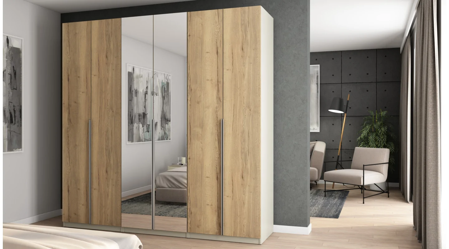 Szafa 240x240 cm kaszmirowy beż dąb halifax lustro – Vantor | eMeblast Szafa 240x240 cm kaszmirowy beż dąb halifax lustro – Vantor | eMeblast