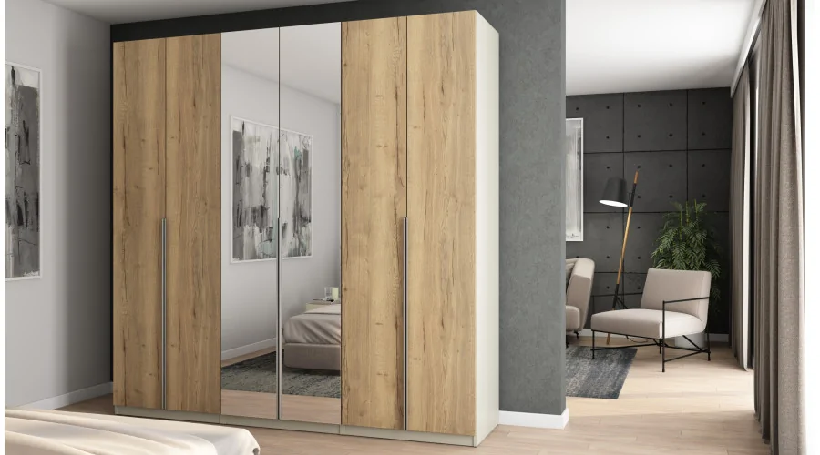 Szafa 240x240 cm kaszmirowy beż dąb halifax lustro – Vantor | eMeblast Szafa 240x240 cm kaszmirowy beż dąb halifax lustro – Vantor | eMeblast