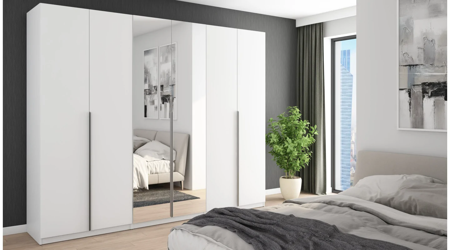 Szafa 282x230 cm biała lustro – Selvaris | eMeblast