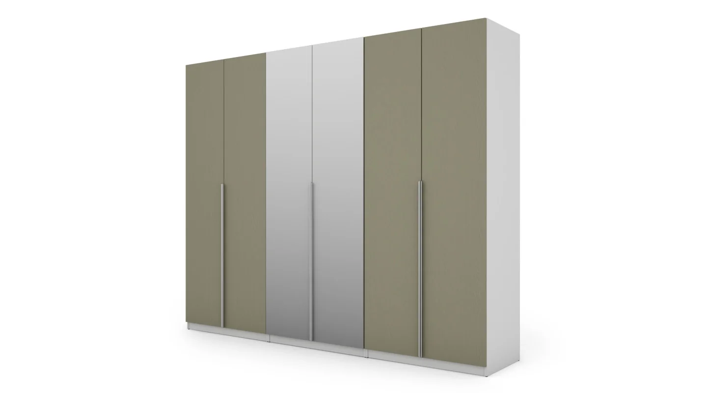 Szafa 282x230 cm biel eukaliptus lustro – Selvaris | eMeblast