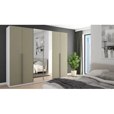 Szafa 282x230 cm biel eukaliptus lustro – Selvaris | eMeblast