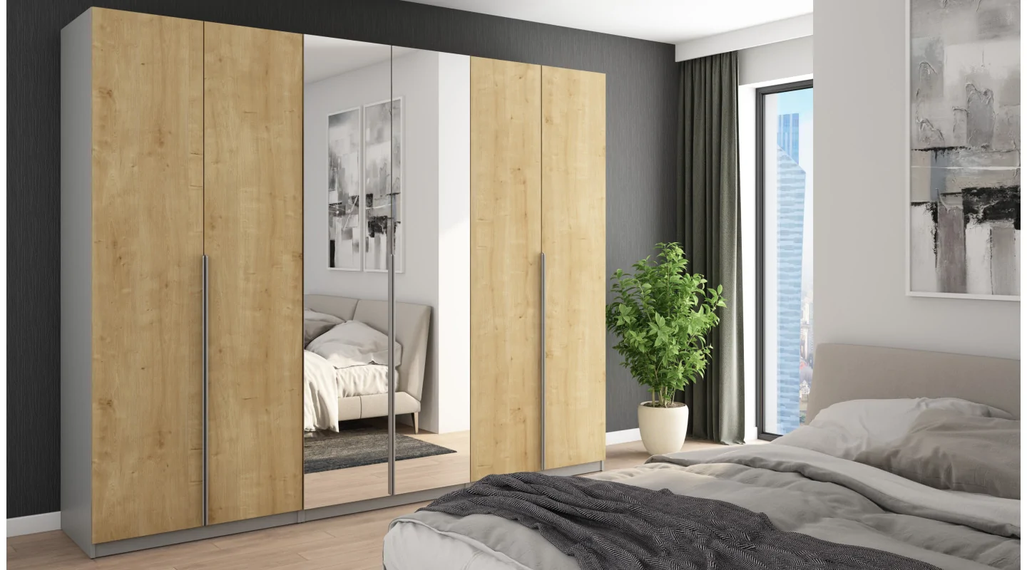 Szafa 282x230 cm szary hamilton lustro – Selvaris | eMeblast Szafa 282x230 cm szary hamilton lustro – Selvaris | eMeblast