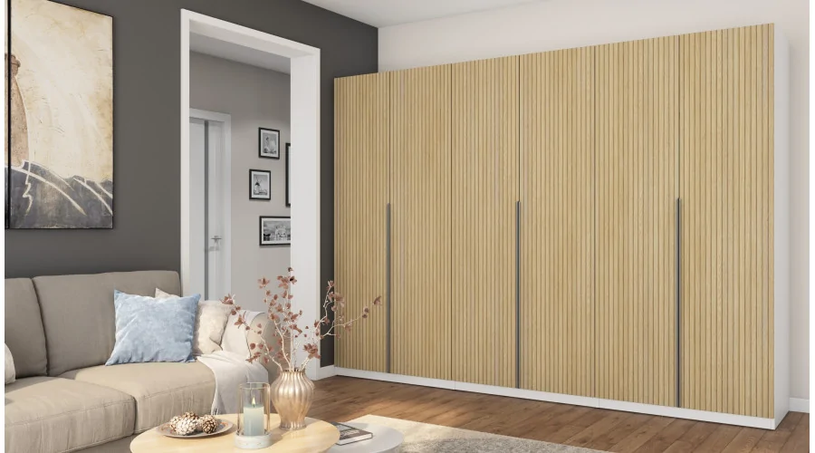 Szafa 300x220 cm biel dąb gaja lamele – Modulor | eMeblast